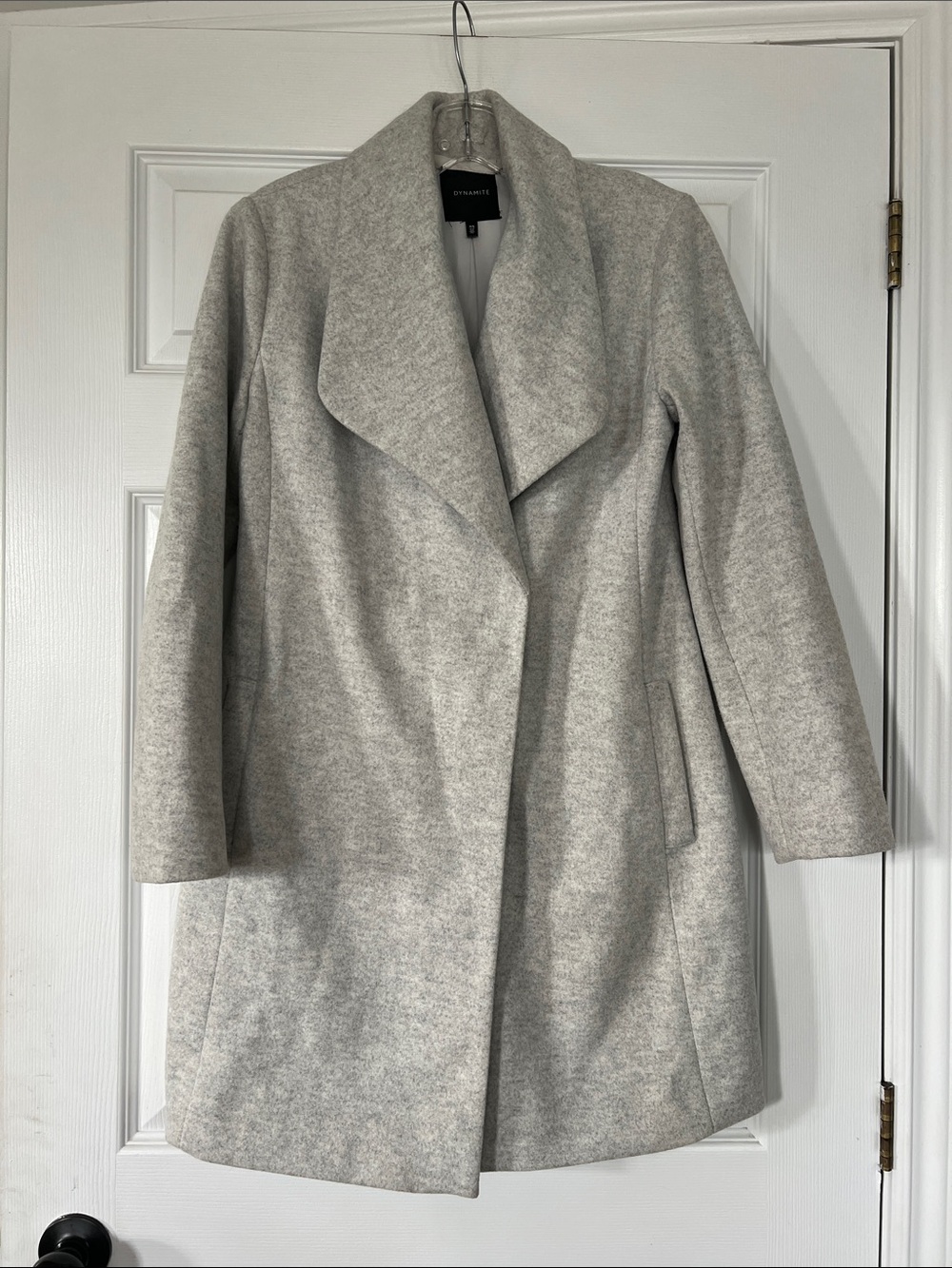 Dynamite Light Gray Open-Front Draped Trench Coat